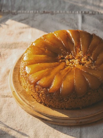 Pear & Walnut Upside-Down Cake