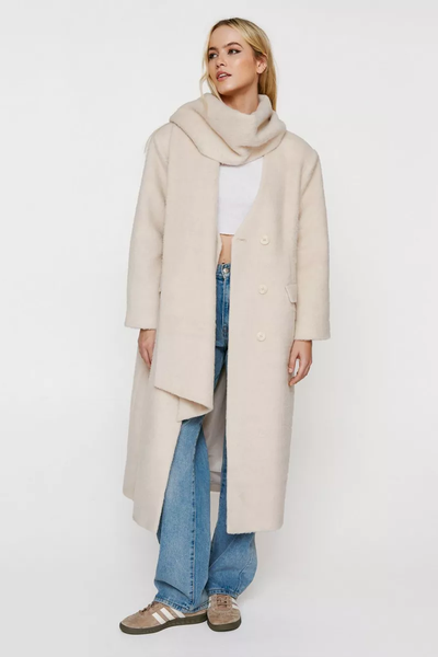 Premium Wool Blend Scarf Coat from Nasty Gal