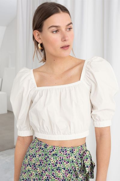 Puff Sleeve Cotton Crop Top from & Other Stories