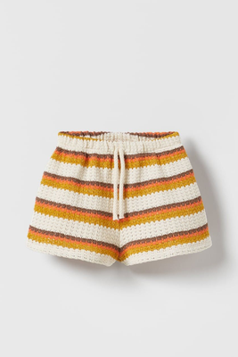 Striped Textured Bermuda Shorts