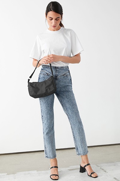 High Rise Topstitched Jeans