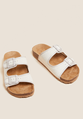 Canvas Buckle Footbed Sandals