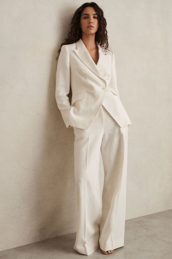 Devon Linen Blend Double Breasted Blazer from Reiss