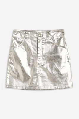 Silver Metallic Skirt from Topshop