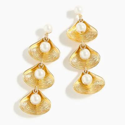 Shell-And-Pearl Drop Earrings from J Crew