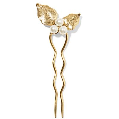 Gold-Plated Swarovski Pearl Hair Pin from Jennifer Behr