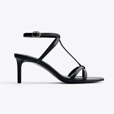 Leather Strap Mid Heel Sandals from Uterque