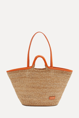 Leather Trimmed Straw Tote from & Other Stories