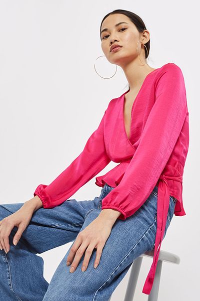 Satin Wrap Blouse