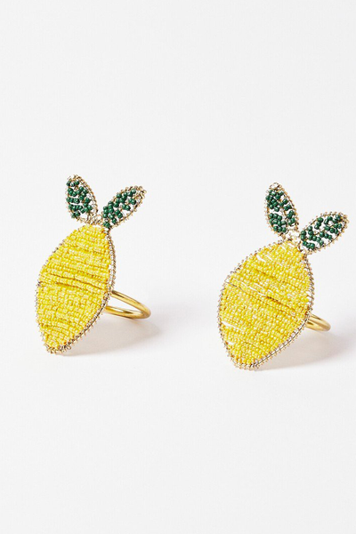 Lemon Beaded Napkin Rings Set of Two from Oliver Bonas