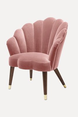 Flora Scalloped Dusty Pink Velvet Armchair from Oliver Bonas