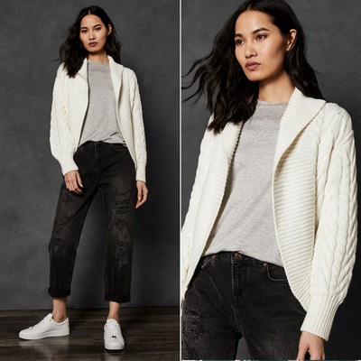 Cable Knit Shawl Cardigan