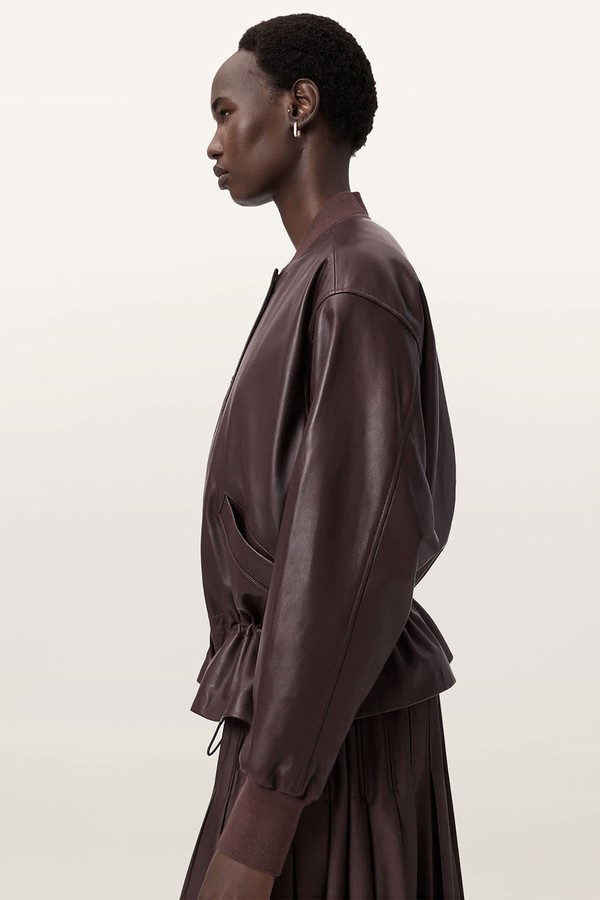 Sofi Drawstring Leather Bomber Jacket