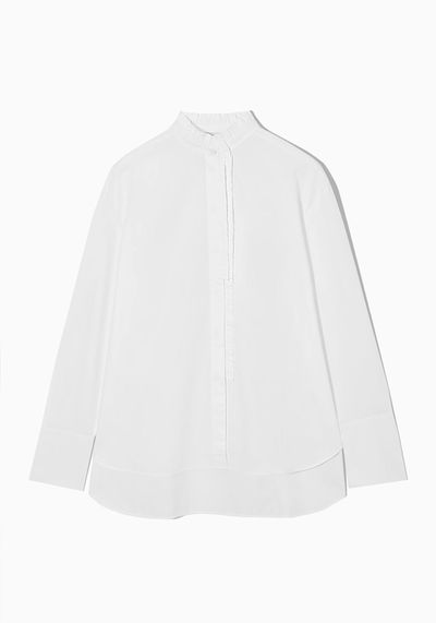 Relaxed Fit Ruffled Poplin Shirt