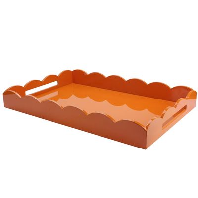 Orange Large Lacquered Scallop Ottoman Tray