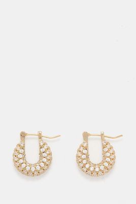 Doughnut Zircon & 14kt Gold-Plated Hoop Earrings from Fallon