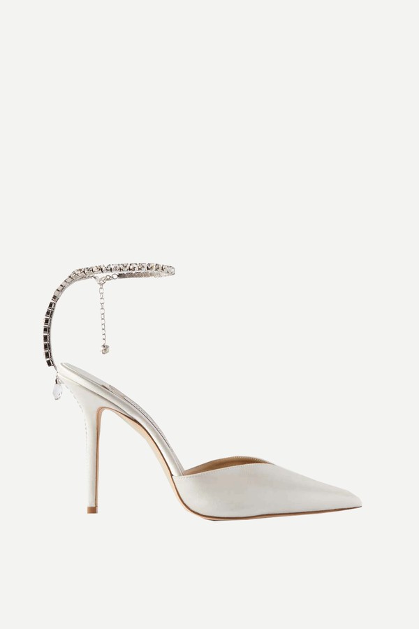 Saeda 100 Crystal-Embellished Satin Pumps from Jimmy Choo