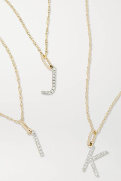 Alphabet 9-Karat Gold Diamond Necklace from Stone & Strand