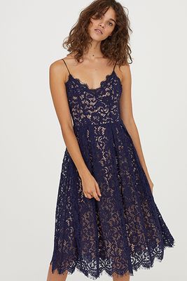 Lace Dress - Dark Blue from H&M 