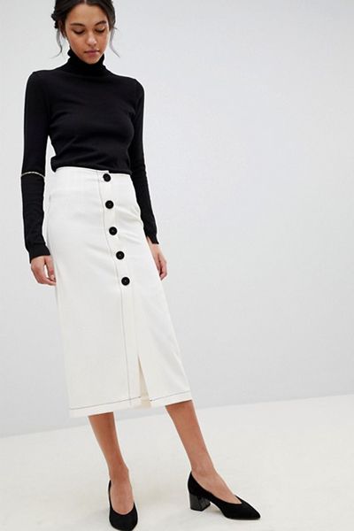 Midaxi Skirt With Contrast Buttons from ASOS