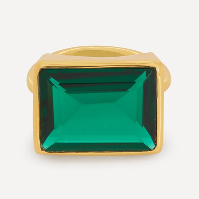 Gold-Plated Lenny Glass Stone Cocktail Ring