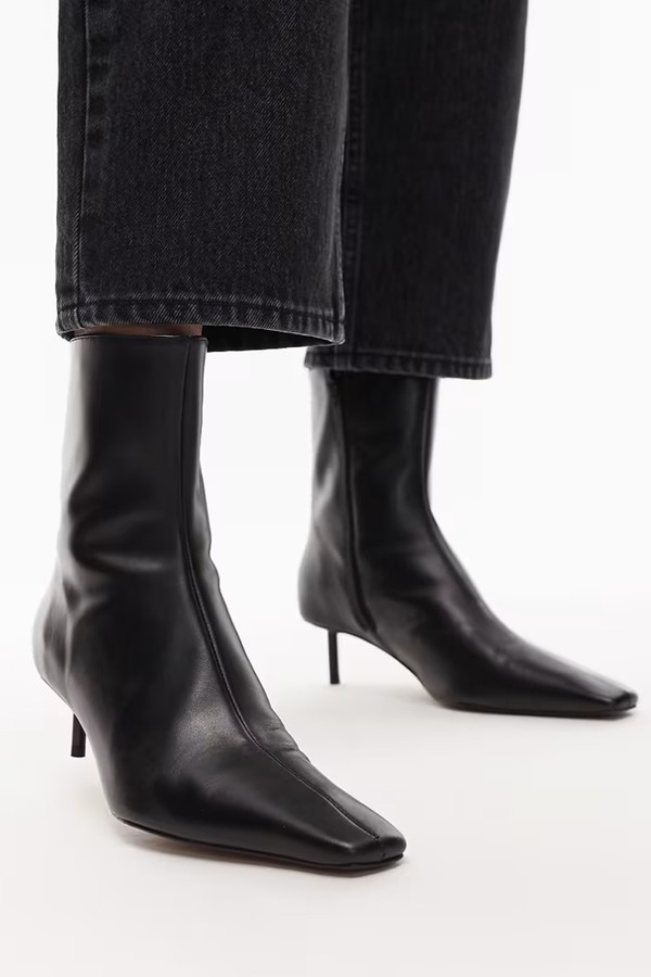 Narla Premium Real Leather High Pin Heeled Ankle Boots from Topshop