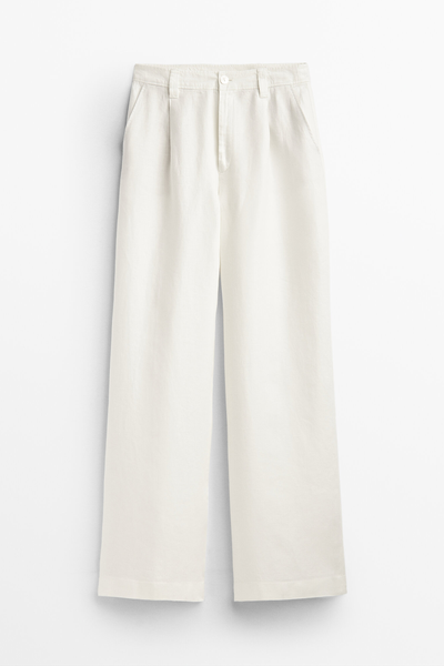 High-Waist Wide-Leg Linen Trousers from Massimo Dutti