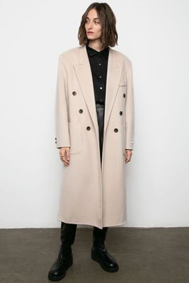 Padded Shoulder Double Breasted Topcoat