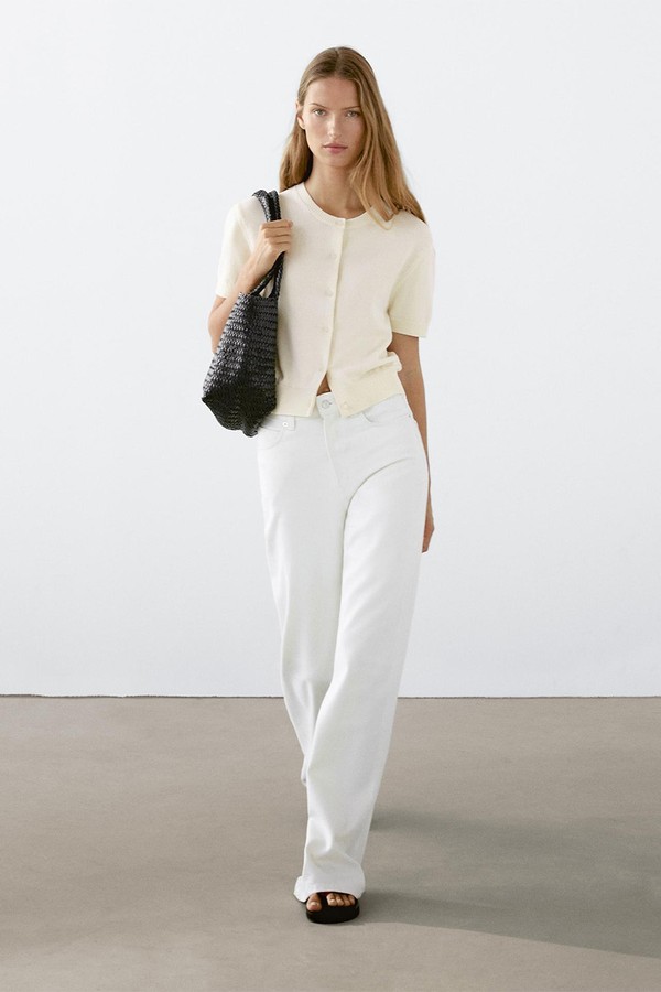 Cotton Short Sleeve Knit Cardigan