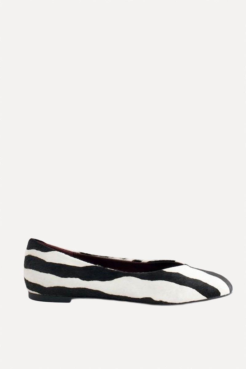 Forever Comfort® Leather Square Toe Ballerina Flats from Next