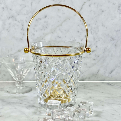 Val Saint Lambert Crystal Swing Handle Ice Bucket 1960s from The Vintage Entertainer