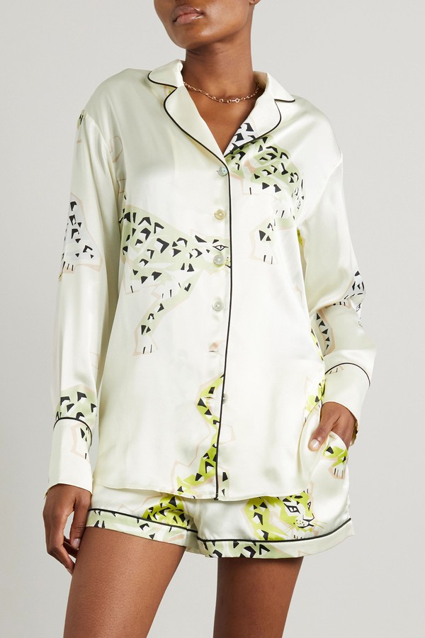 Alba Amico Printed Silk-Satin Pajama Set from Olivia von Halle