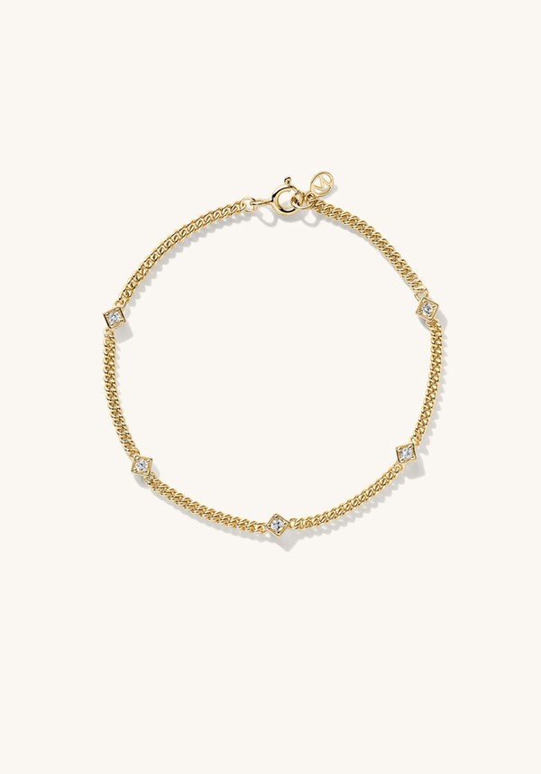 Angled Gemstone Curb Chain Bracelet