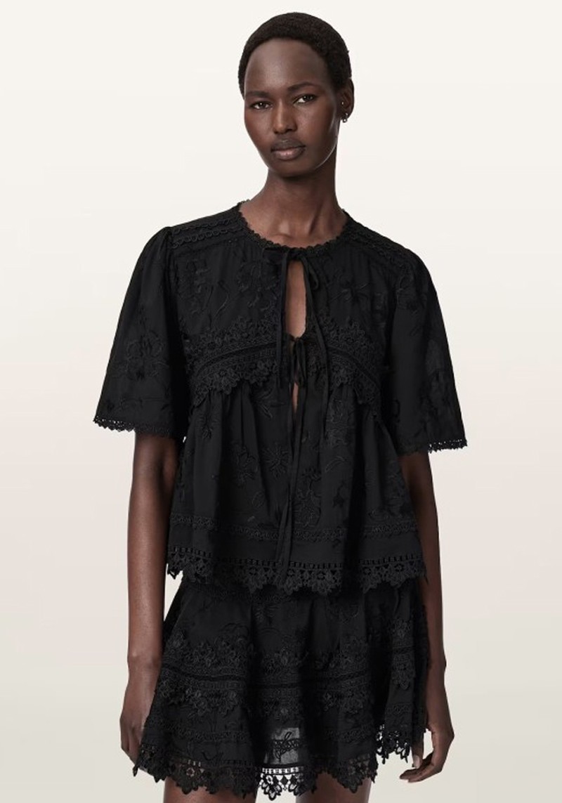 Lillith Embroidered Short Sleeve Top*
