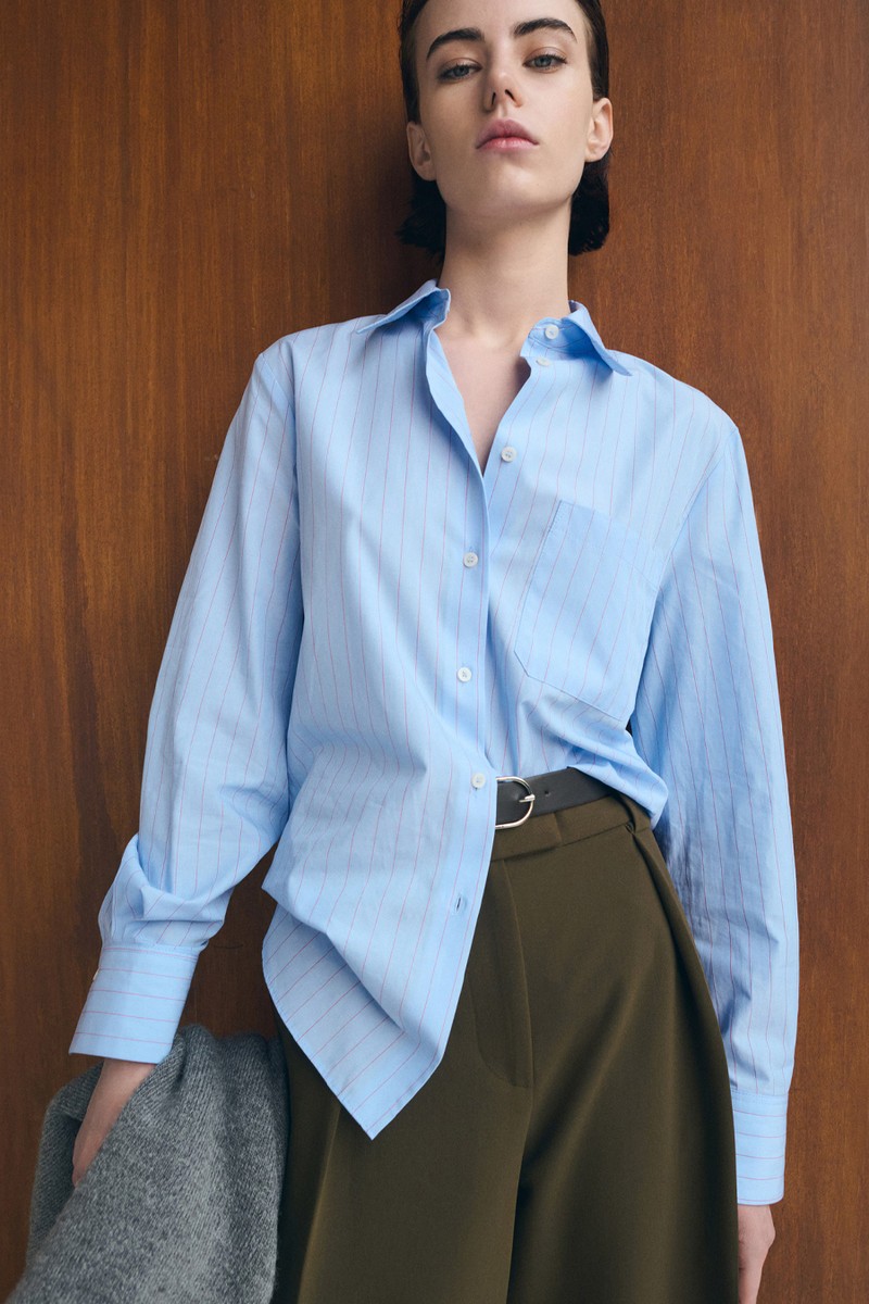 Cotton & Lyocell Blend Straight Shirt