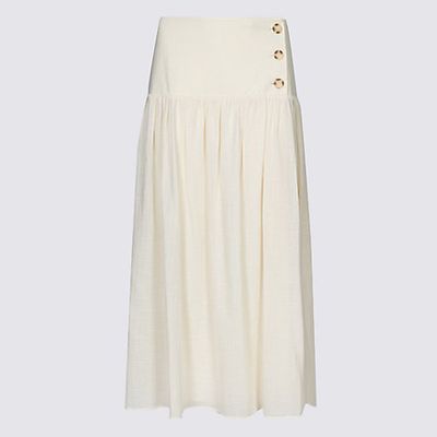 Pure Cotton Textured Full Midi Skirt 