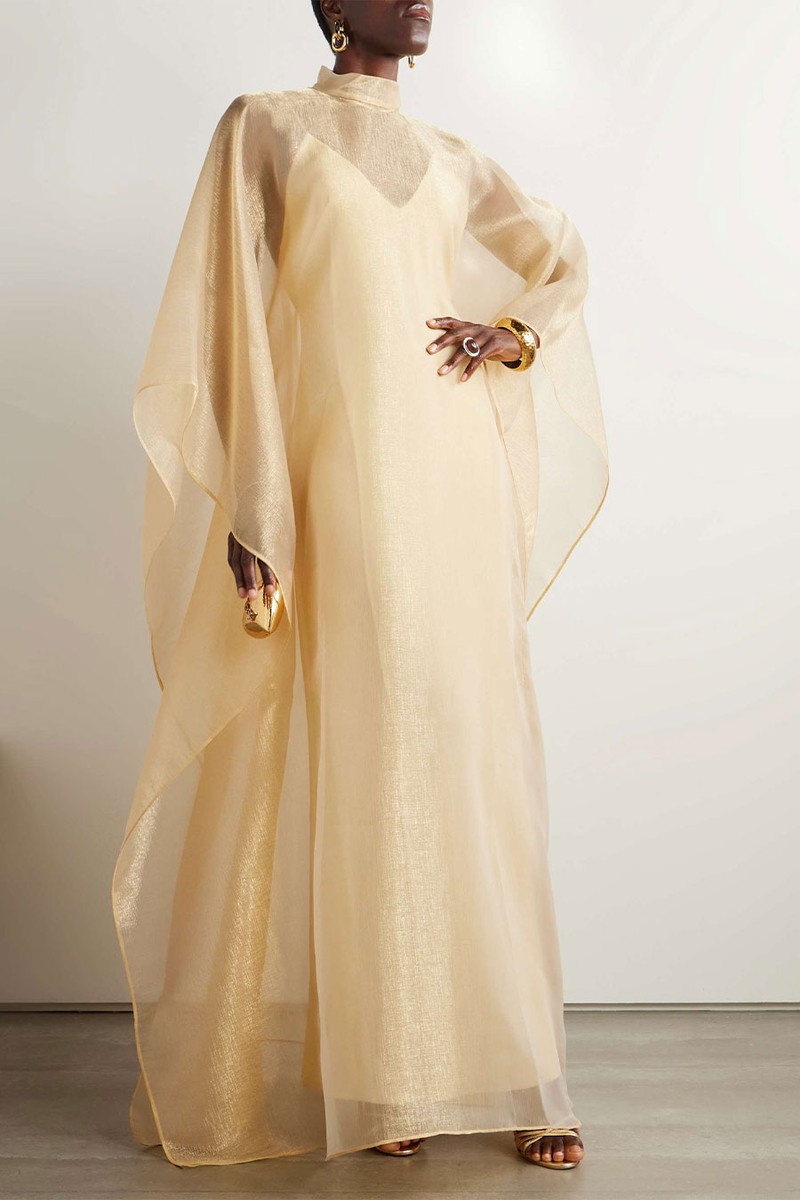 Sphinx Draped Metallic Organza Gown from TALLER MARMO