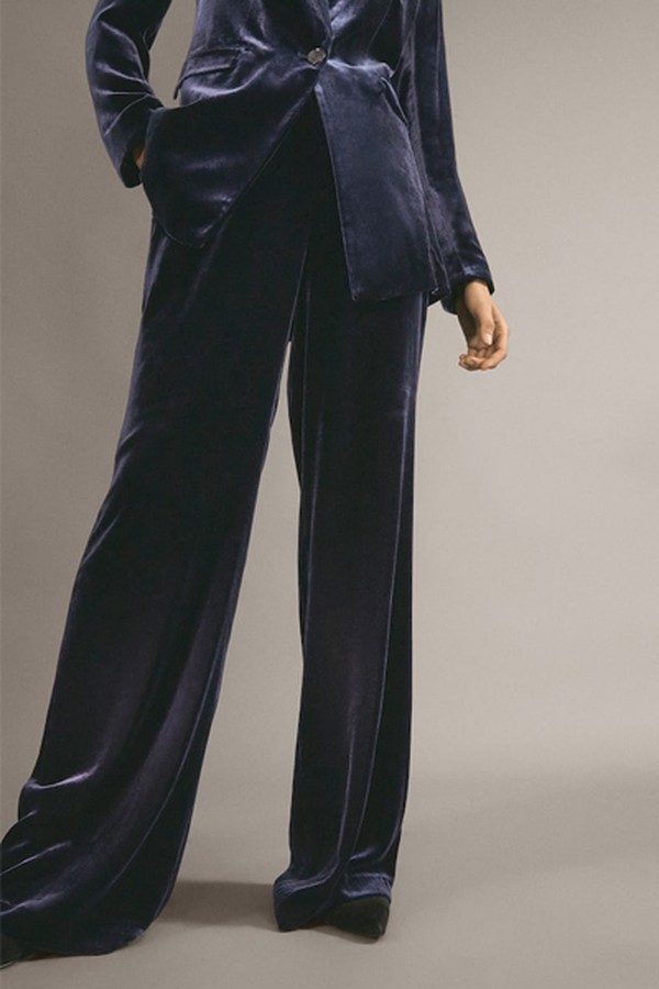 Navy Velvet Trousers from Massimo Dutti