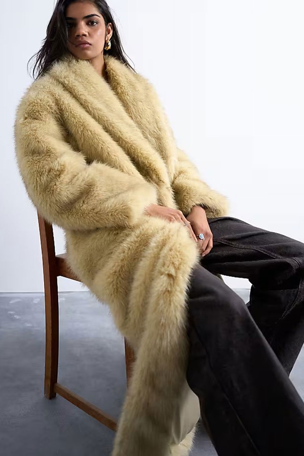 Faux Fur Super Long Oversized Shawl Coat from Topshop