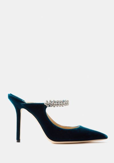 Bing 100 Crystal Chain Velvet Mules from Jimmy Choo