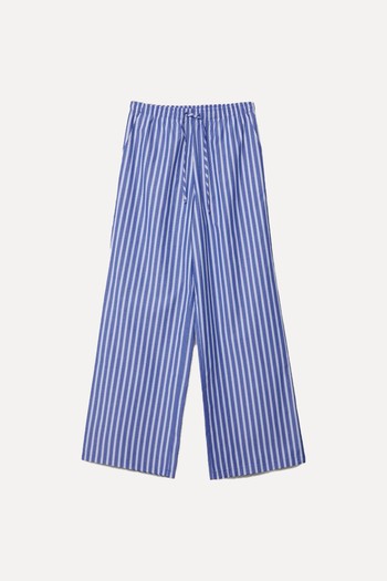 Flowing Striped Poplin Trousers 