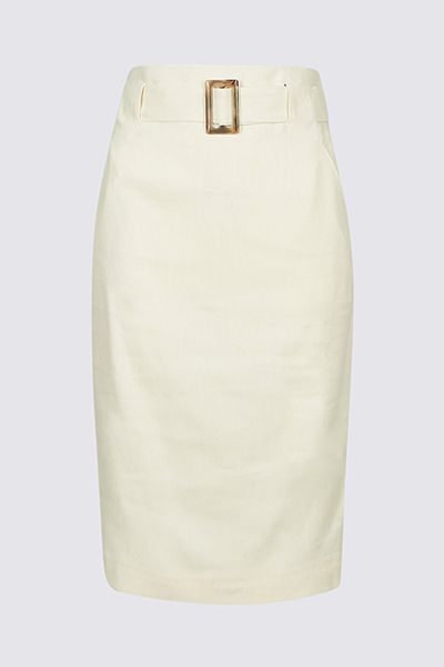 Linen Blend Pencil Skirt