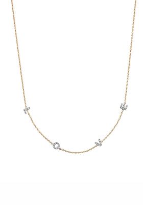 14ct Rose Gold & Diamond 'Love' Spaced out Necklace from Kismet By Milka
