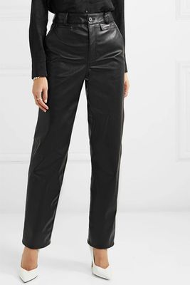 Faux Leather Straight-Leg Trousers from Commission
