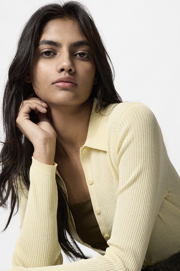 Ribbed Polo Cardigan