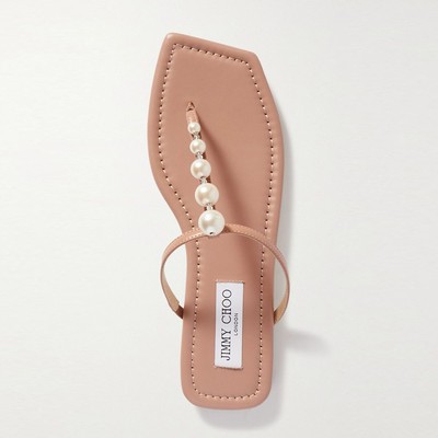 Alaina Faux Pearl-Embellished Leather Sandals from Jimmy Choo