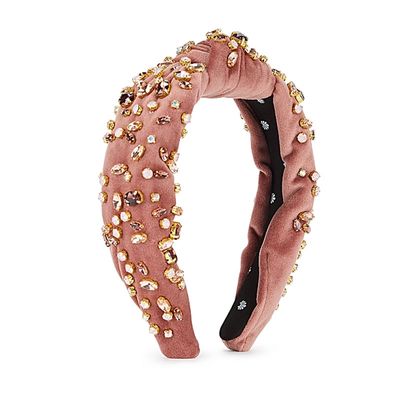 Dusky Pink Crystal-Embellished Velvet Headband from Lele Sadoughi