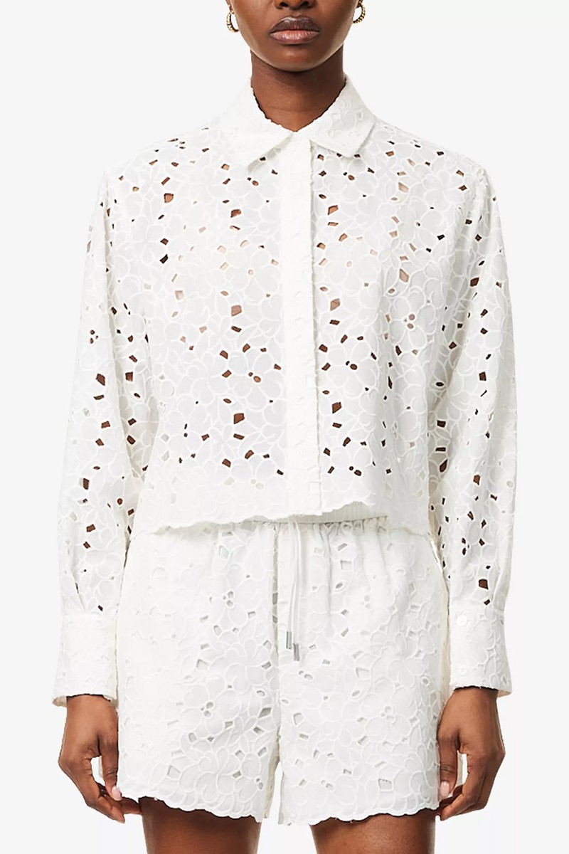 Penelope Long-Sleeve Embroidered Cotton Shirt from SIMKHAI