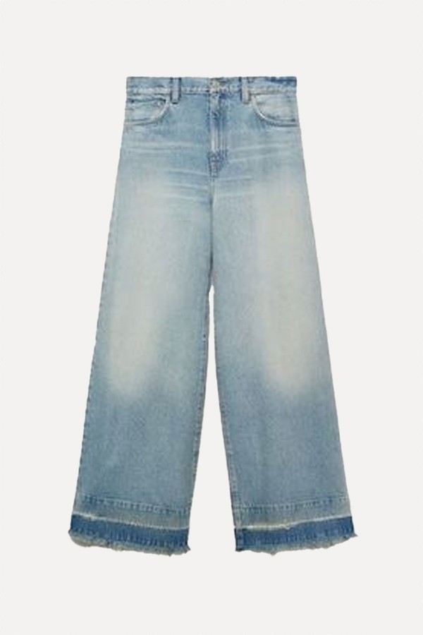Wideleg Low Frayed Hem Jeans from Mango
