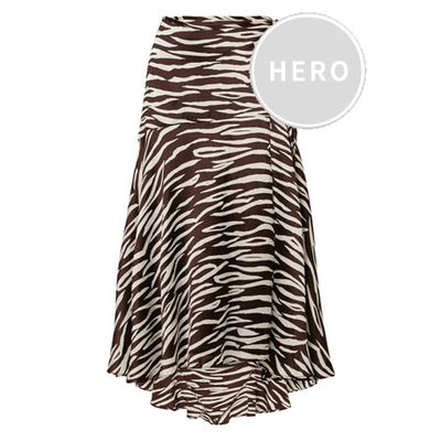 Blakely Zebra-print Stretch-Silk Satin Wrap Skirt from Ganni